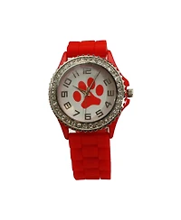 Olivia Pratt Red Every Day Silicone Paw and Rhinestones Colorful Women Watch