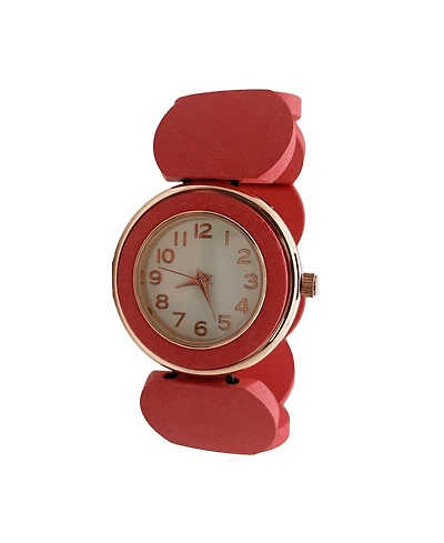 Olivia Pratt Coral Stretch Wooden Watch