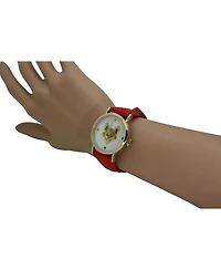 Red Fox Face Leather Strap Watch