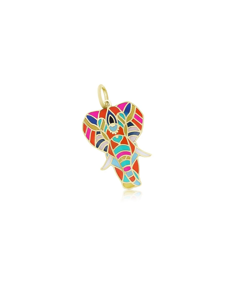 The Lovery Multicolored Kaleidoscope Enamel Elephant Charm 14K Gold