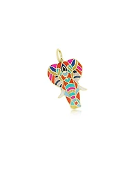 The Lovery Multicolored Kaleidoscope Enamel Elephant Charm 14K Gold