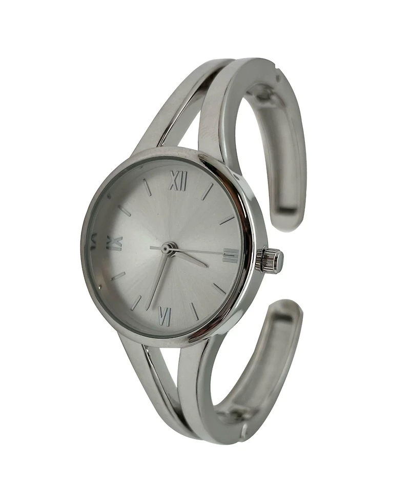 Olivia Pratt Minimalist Style Every Day Cuff Women Watch, Silver