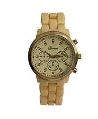 Olivia Pratt Beige Tone Tortoise Acrylic Band Women Watch