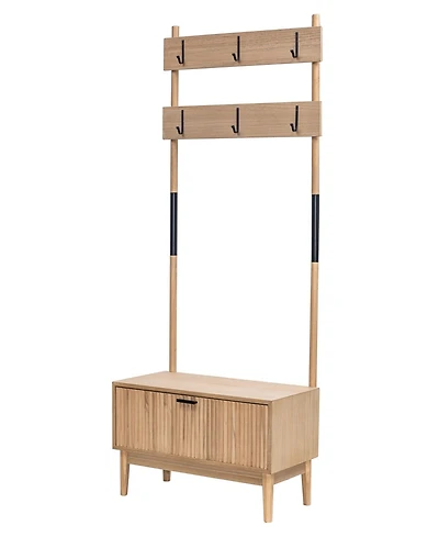 Nordlys - Solid Wood Hall Tree with Storage Industrial Style Entry