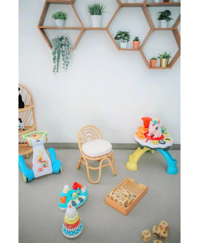 Set of 2 Chairs for Children in Rattan Beige