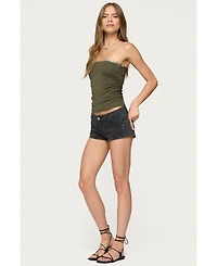 Edikted Womens Liat Ruched Built Bra Tube Top