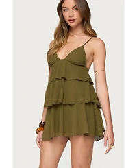 Edikted Women's Gwynne Chiffon Ruffled Mini Dress