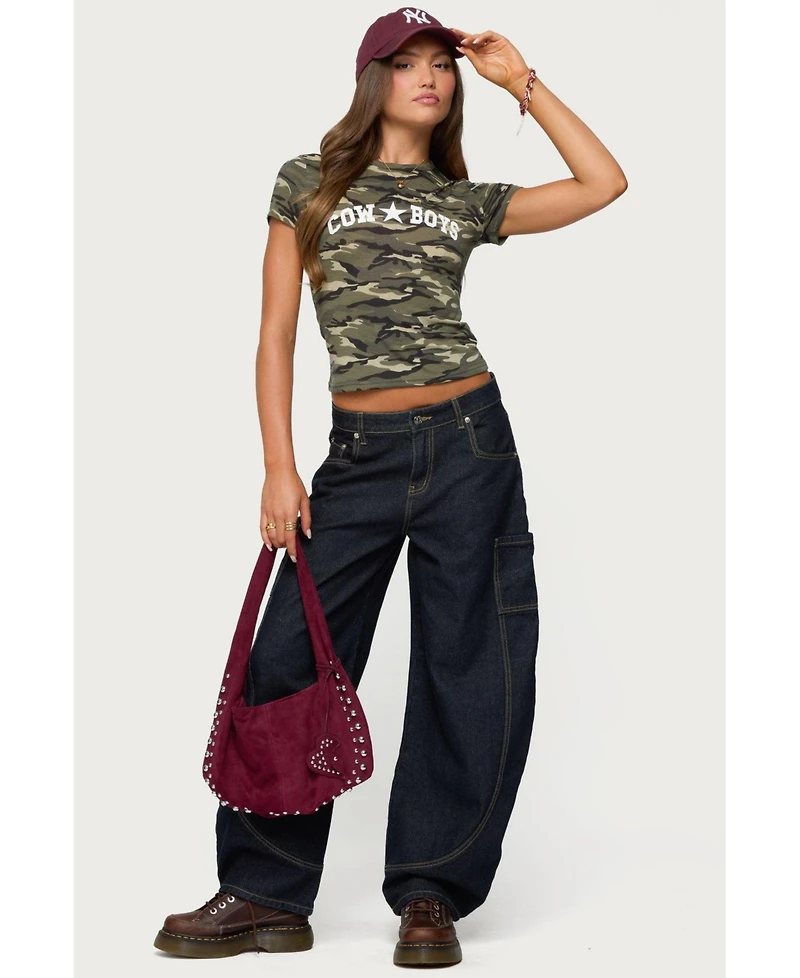 Edikted Women's Nika Camo Cowboys T Shirt