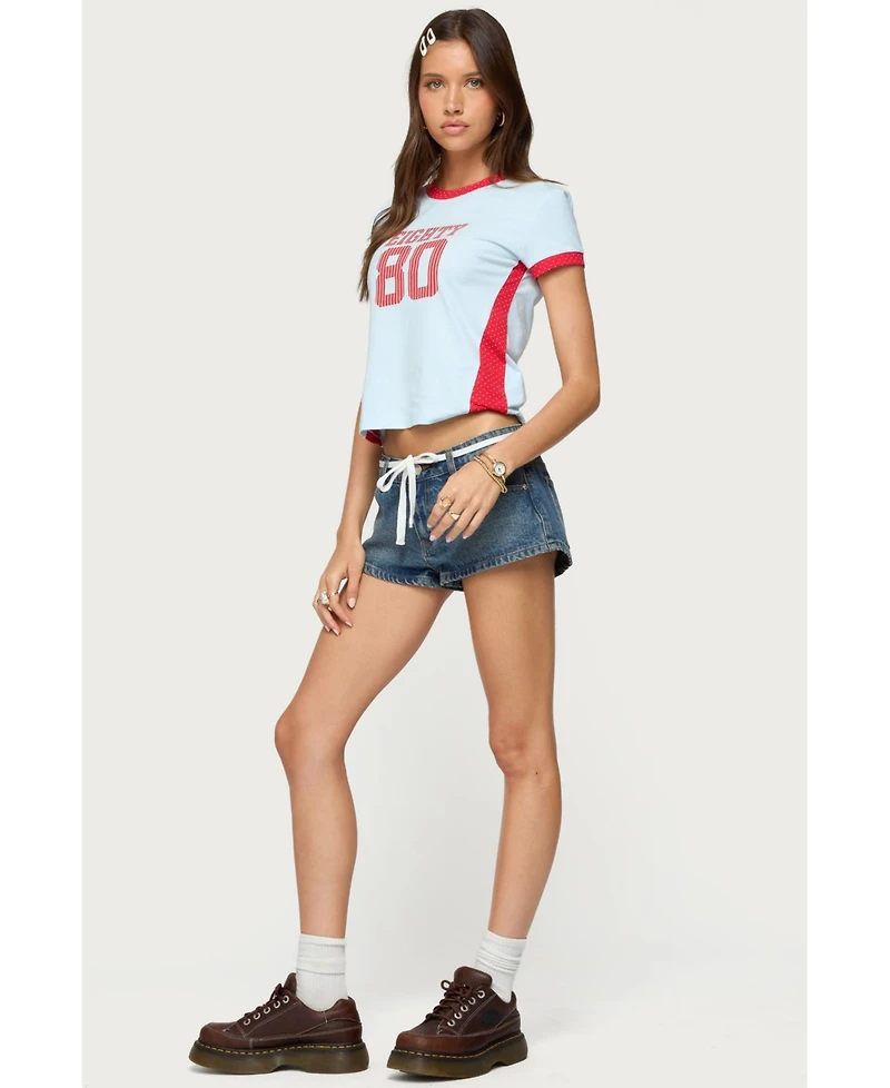 Edikted Womens Eighty Polka Dot Contrast T Shirt
