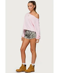 Edikted Women's Aveline Off Shoulder Light Sweatshirt