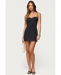 Edikted Womens Polka Dot Cupped Chiffon Mini Dress