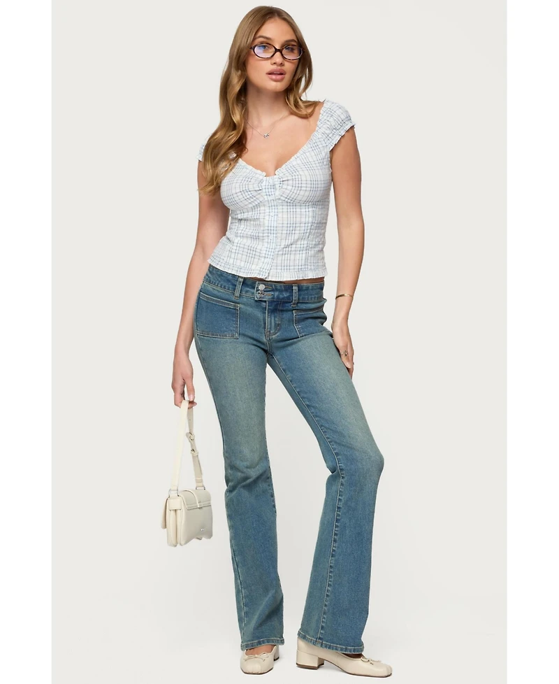 Edikted Women's Dolsy Plaid Button Up Top