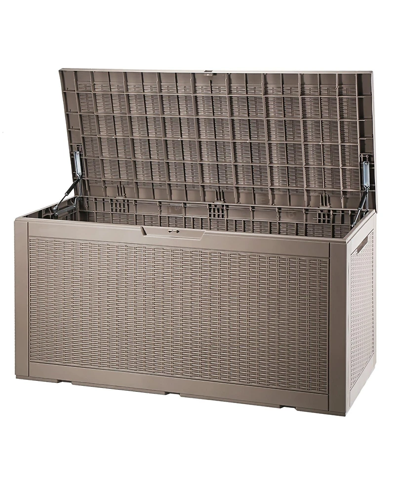 Slickblue Large 100-Gallon Waterproof Deck Box with Lock for Pool Toys, Cushions, and Tools