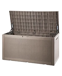 Slickblue Large 100-Gallon Waterproof Deck Box with Lock for Pool Toys, Cushions, and Tools