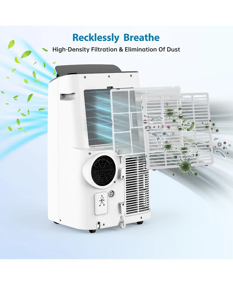 gaomon 14,000 Btu Portable Air Conditioner - 3-in-1 Cooling Unit, 48dB Ultra Quiet, Window Kits with Drainage Pipe & Remote Control, Black Top Cover