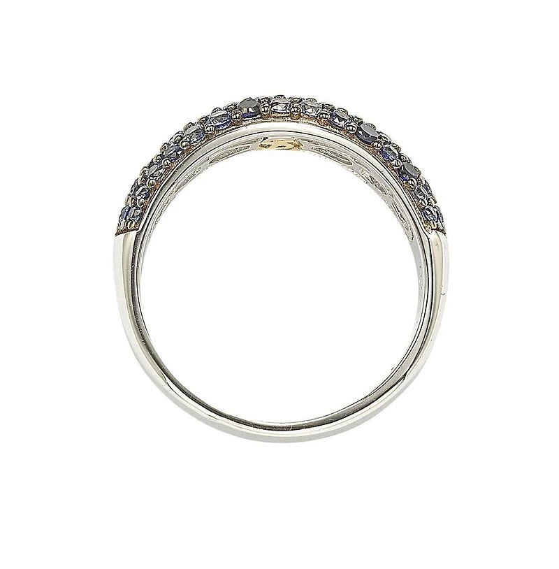 Suzy Levian New York Sterling Silver Sapphire & Created White Pave Half Band Ring