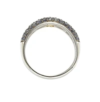 Suzy Levian New York Sterling Silver Sapphire & Created White Pave Half Band Ring