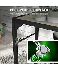 Outsunny 47" Outdoor Bar Table with Built-In Bottle Opener, Steel Frame