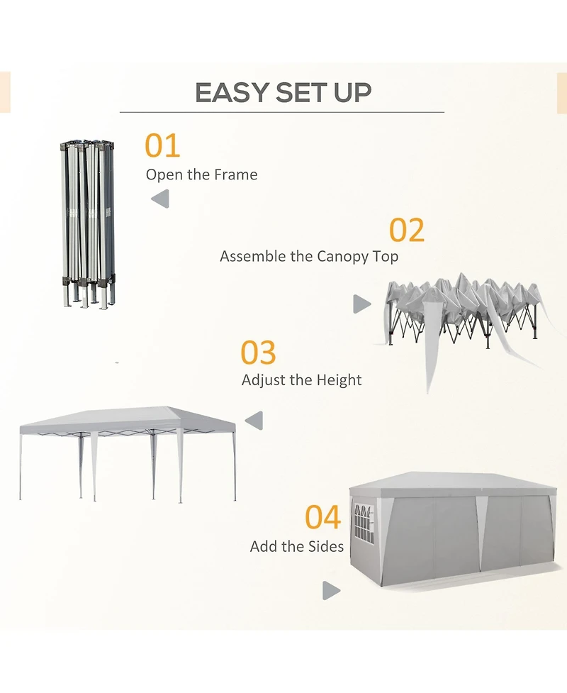 Outsunny 232.25" x 117" Pop Up Canopy w/ Sidewall Window Adjustable Height