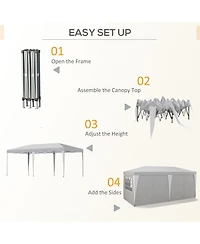 Outsunny 232.25" x 117" Pop Up Canopy w/ Sidewall Window Adjustable Height