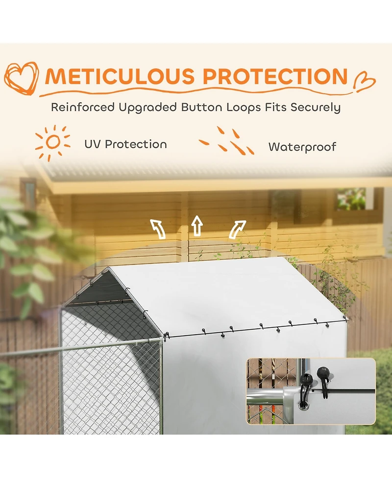 PawHut Large Outdoor Dog Kennel w/ Cover Rotating Bowls 13.1' x 7.5' x 7.5'
