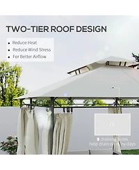 Outsunny 10' x 13' Double Roof Patio Gazebo with Curtains, Dark