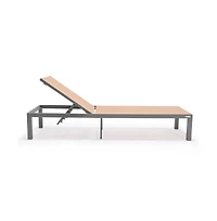 LeisureMod Marlin Patio Chaise Lounge Chair With Grey Aluminum Frame