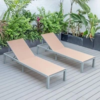 Leisuremod Set Of 2 Aluminum Frame Marlin Patio Chaise Lounge Chair