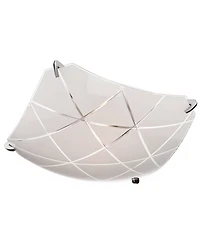 Lattice Modern Close To Ceiling Light Flush Mount Fixture 13.75" Wide Chrome Silver Frosted Glass Bowl Shade for Bedroom Hallway Living Room Dini