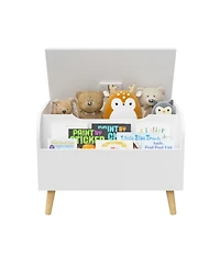 Cesicia Kids Toy Storage Organizer with Front Bookshelf, Flip-Top Lid, Safety Hinge, Boys Girls Toy Chest Bench for Playroom Kids Room Organization