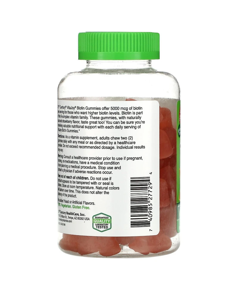 21st Century VitaJoy Biotin Gummies Strawberry 120 Vegetarian Gummies (2