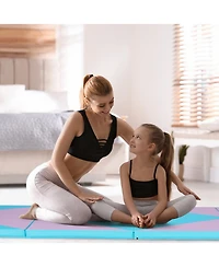 4-Panel Pu Leather Folding Exercise Gym Mat with Hook and Loop Fasteners