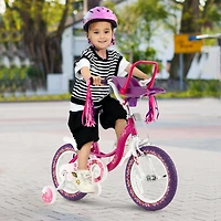 14 Inch Kids Bike with Doll Seat and Removable Training Wheels