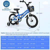 Akiudex 16 Inch Kids Bike with Removable Training Wheels - Blue