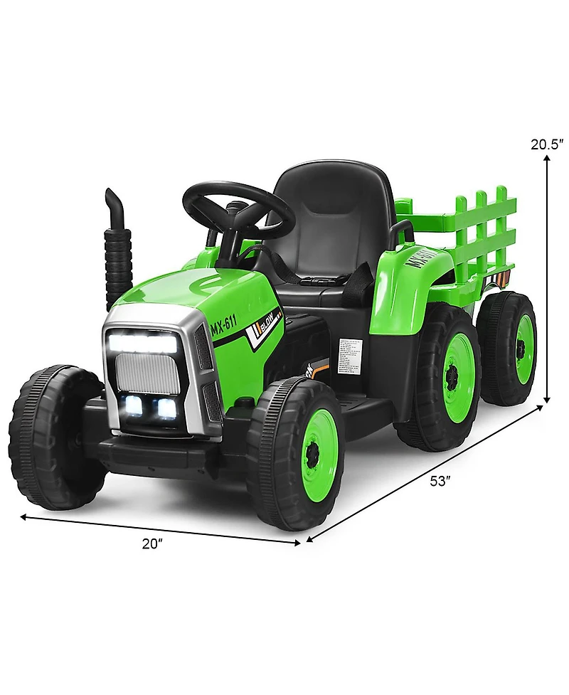 12V Ride-On Tractor with 3-Gear Shift Ground Loader for Kids 3+ Years - Green