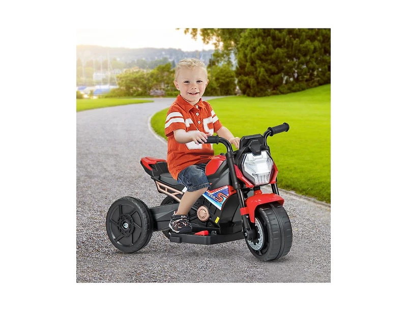 Kids Ride-On Motorcycle 6V Battery-Powered Motorbike with Detachable Training Wheels - Red