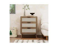 Casainc Rattan Storage Cabinet with 3 drawer
