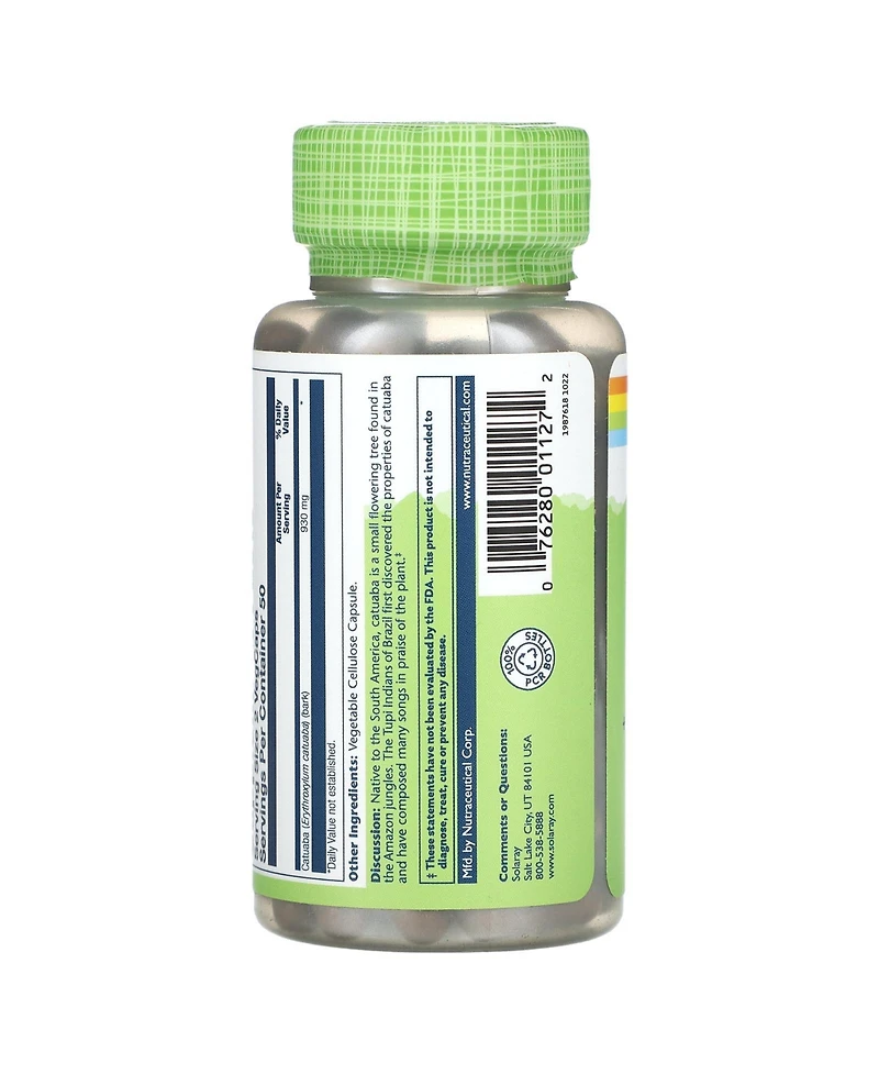 Solaray True Herbs Catuaba - 100 VegCaps (465 mg per Capsule)