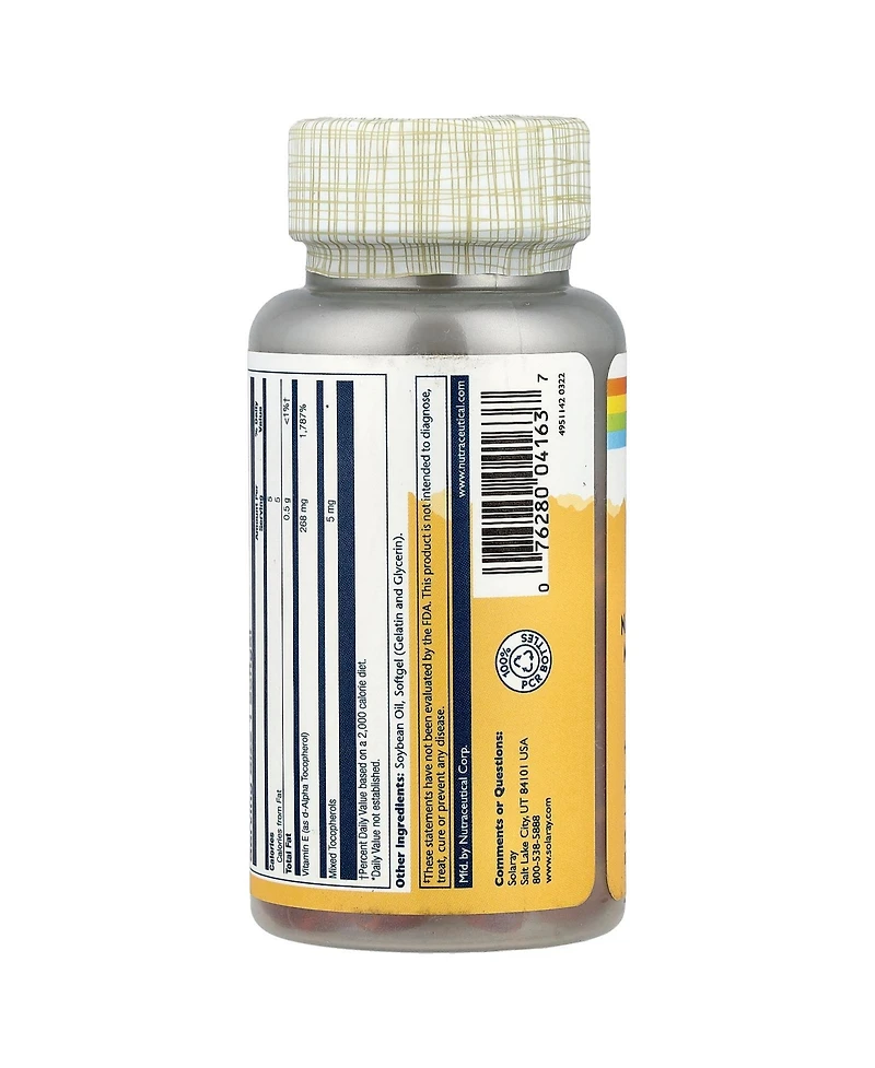 Solaray Vitamin E - 100 Softgels