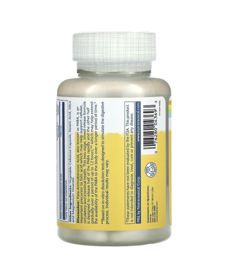 Solaray Timed Release Paba 700 mg