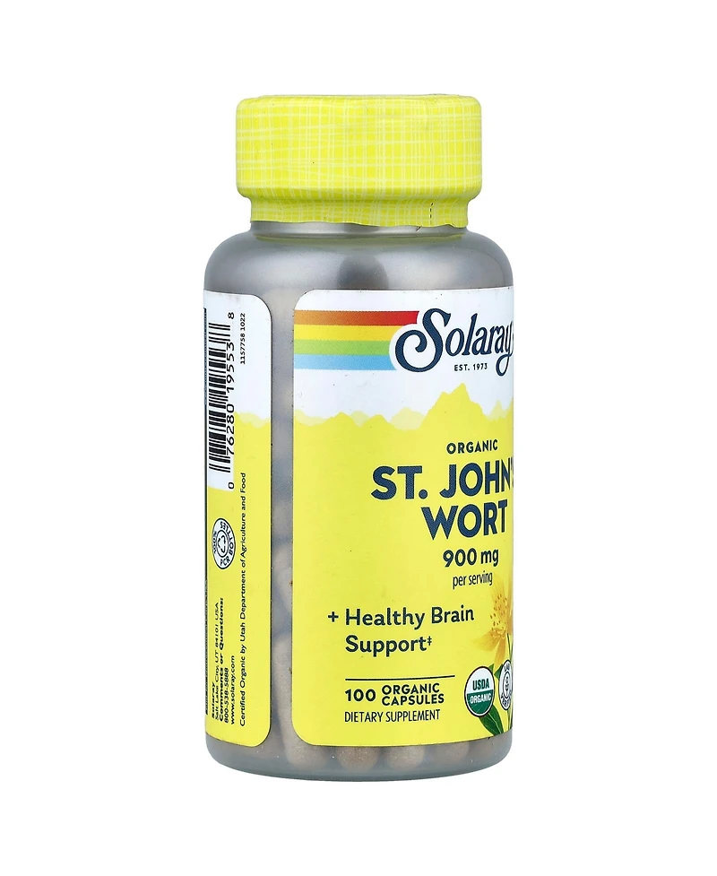 Solaray Organic St. John's Wort - 100 Capsules (450 mg per Capsule)