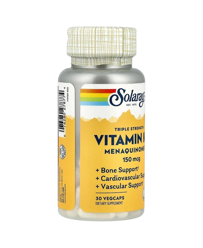 Solaray Triple Strength Vitamin K-2 Menaquinone-7 150 mcg - 30 VegCaps
