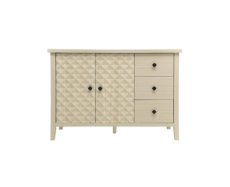 Casainc Storage Cabinet Buffet Cabinet with 2 Embossed Door and 3 Drawer