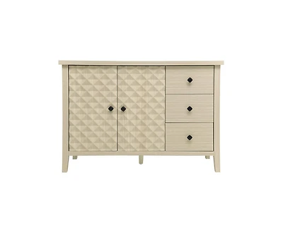 Casainc Storage Cabinet Buffet Cabinet with 2 Embossed Door and 3 Drawer