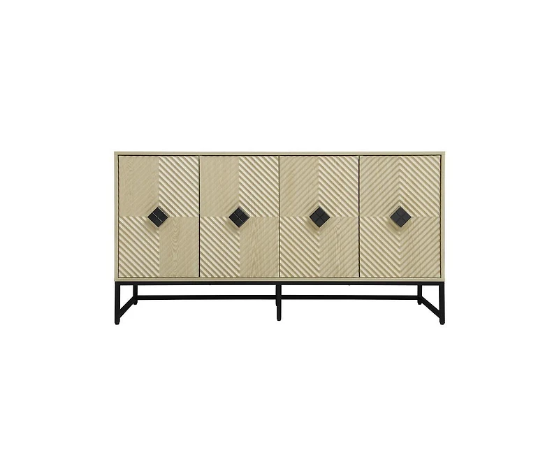 Casainc Carved Storage Cabinet with 4 Door Coffee Bar Cabinet With Adjustable Shelf