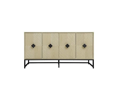 Casainc Carved Storage Cabinet with 4 Door Coffee Bar Cabinet With Adjustable Shelf