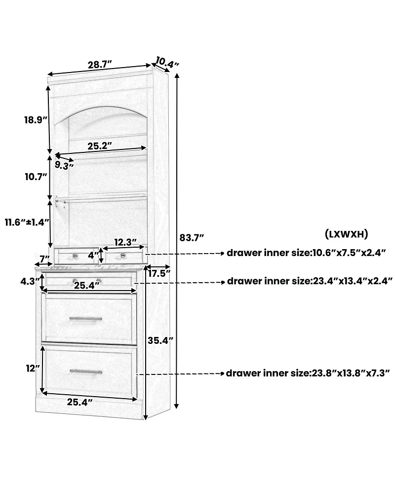 Casainc 83.7" Tall Freestanding Kitchen Pantry with Faux Marble Top and 5 Storage Drawers