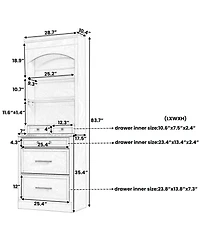 Casainc 83.7" Tall Freestanding Kitchen Pantry with Faux Marble Top and 5 Storage Drawers