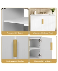 Casainc 30" Bathroom Vanity with Ceramic Sink and 2 Doors, Vintage Style Storage Cabinet