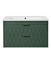 Casainc 30" Floating Bathroom Vanity With Resin Sink and 2 Drawers, Solid Wood Construction